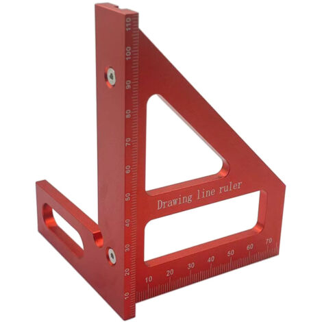 Équerre multifonction pour menuiserie, règle de traçage 45°/90° en aluminium