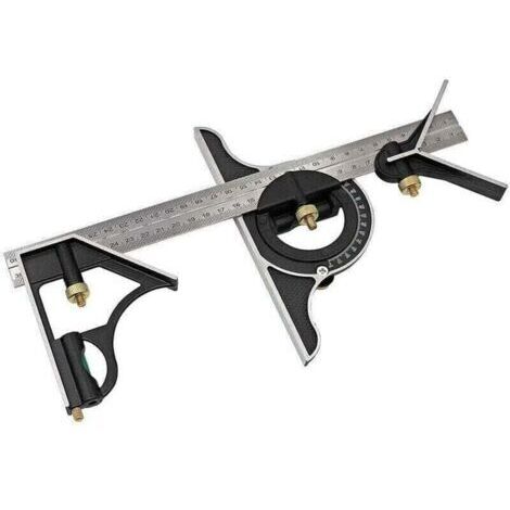 Équerre multifonctionnelle réglable de 300 mm, kit de mesure robuste et durable, rapporteur de précision, équerre d'angle, équerre de menuiserie