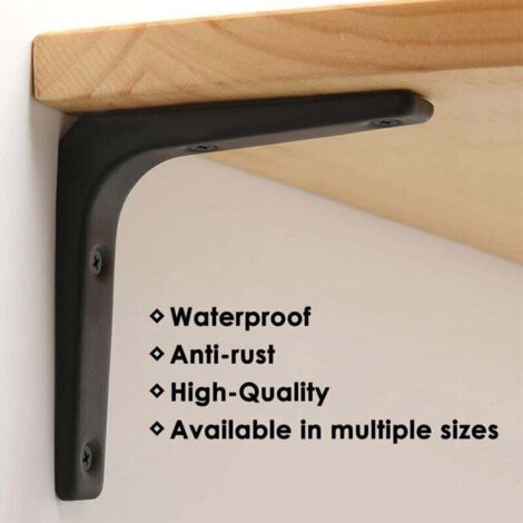 Équerre Murale en Métal Noir Mat pour Étagères – Support Charge Lourde 100 x 100 mm – Lot de 4 pièces pour Cuisine et Déco