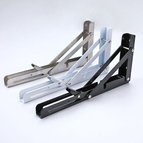 Équerre pliable pour étagères – Lot de 2 supports muraux en acier inoxydable, 350 × 175 mm, argent