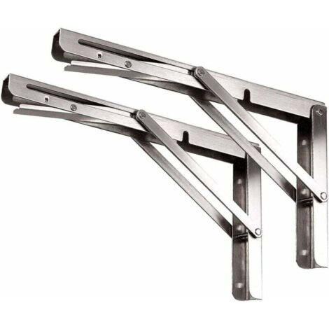 Équerre Pliante 350 mm，Support Console Pliable En Acier Inoxydable，Equerre Pour Etagere Murale（2 pièces avec vis de fixation）