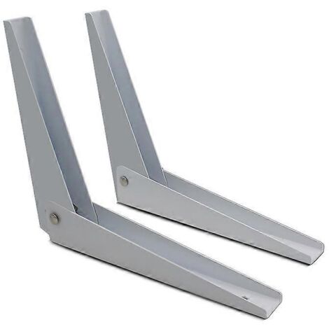 Équerre pliante à angle droit (2 pièces), en forme de L pour étagères flottantes, supports de rangement robustes, charnière blanche - AquaForge