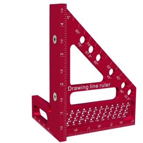 Équerre Pour Menuiserie - Règle de Traçage avec Trou pour Équerre de Menuisier,D'aluminium Rapporteur 22,5-90 Degrés - Pour Menuiserie, Ingénierie, Dessin de Meubles et