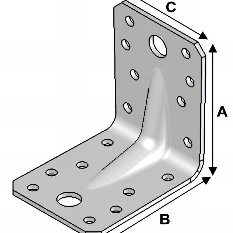 Equerre avec renforts (h x l x l x ép) 70 x 70 x 55 x 2,5 mm - AL-ER07070525 Alsafix