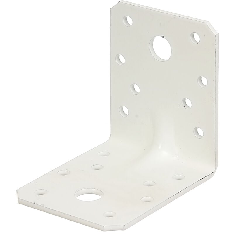 846565 Équerre d'assemblage renforcée, galvanisée, plastifiée blanche, 70 x 70 x 55 mm, Set de 50 pièces - Alberts