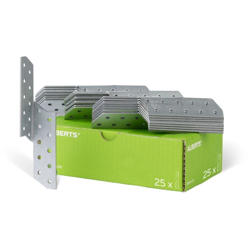 846855 Équerre renvoyée, utilisable à droite, galvanisée Sendzimir, 32 x 32 x 170 mm, Set de 25 pièces - Alberts