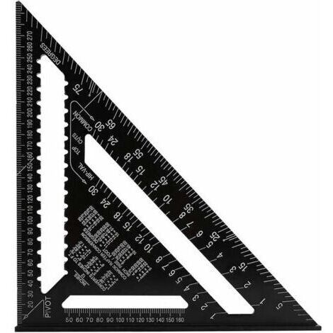 Équerre Triangle Metrique Professionnel, 30cm/300mm Équerre de Charpentier Haute Précision, Règle d'angle Menuiserie en Alliage d'aluminium Outil de Mesure Bois Speed Square Noir