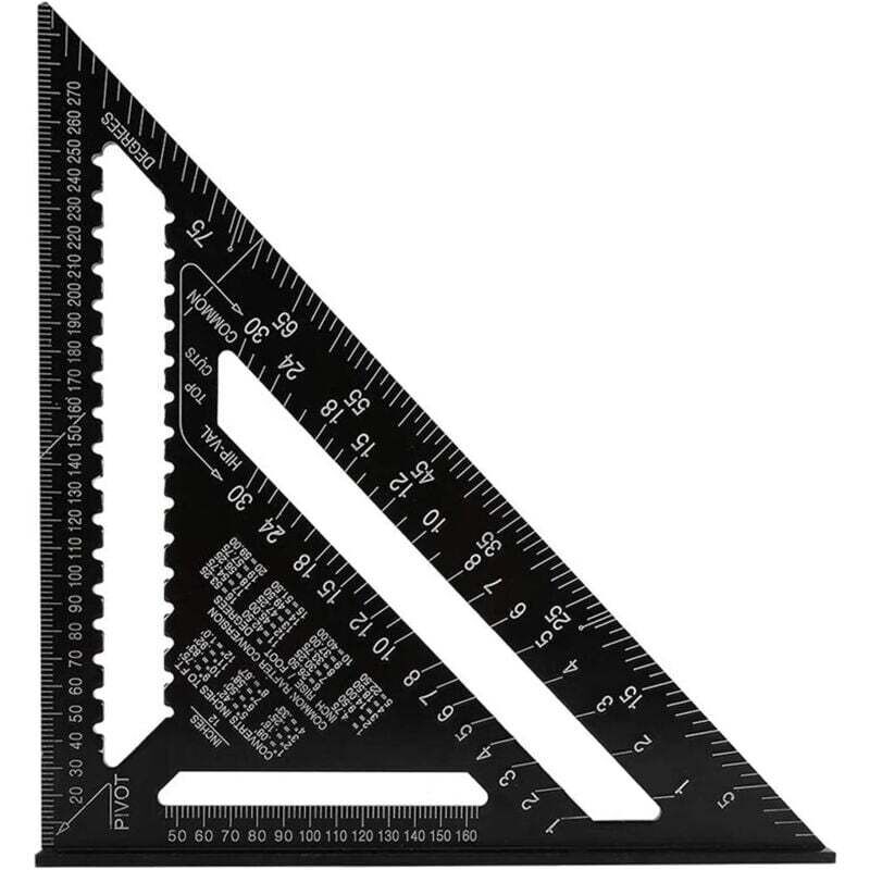 Querre Triangle Metrique Professionnel, 30cm Équerre de Charpentier Haute Précision, Règle d'angle Menuiserie en Alliage d'aluminium Outil de Mesure