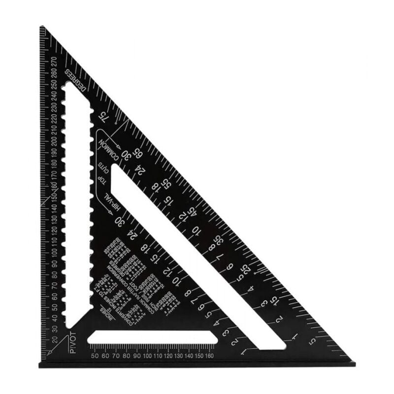 Querre Triangle Metrique Professionnel, 30cm Équerre de Charpentier Haute Précision, Règle d'angle Menuiserie en Alliage d'aluminium Outil de Mesure