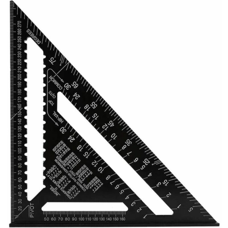 Treetalk - querre Triangle Metrique Professionnel, 30cm/300mm Équerre de Charpentier Haute Précision, Règle d'angle Menuiserie en Alliage d'aluminium