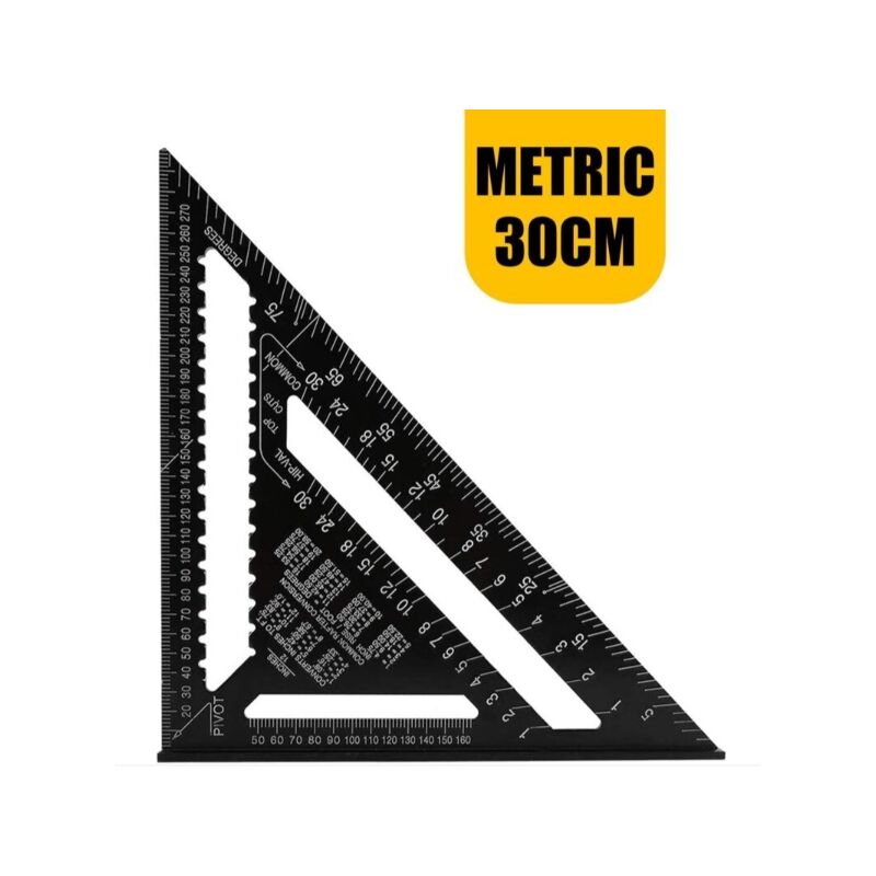 Querre Triangle Metrique Professionnel Menuiserie Règle d'Angle Rapporteur Outil de Mesure en Alliage Rafter Square Carpenter de Haute Précision