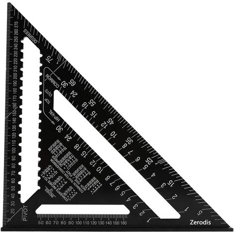 main image of "Équerre Triangle Règle d'Angle Rapporteur Outil de Mesure en Alliage d'Aluminium de Haute Précision 12 Pouces, Noir"