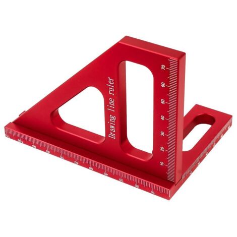 Équerre triangulaire 45/90 degrés, rapporteur d'angle multifonctionnel en alliage d'aluminium, mesure haute précision (rouge)