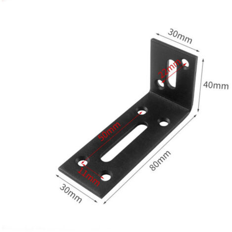 Équerres d'angle réglables en acier inoxydable 80 x 40 x 30 mm, lot de 2, support à 90° pour réparation et renforcement de meubles, noir