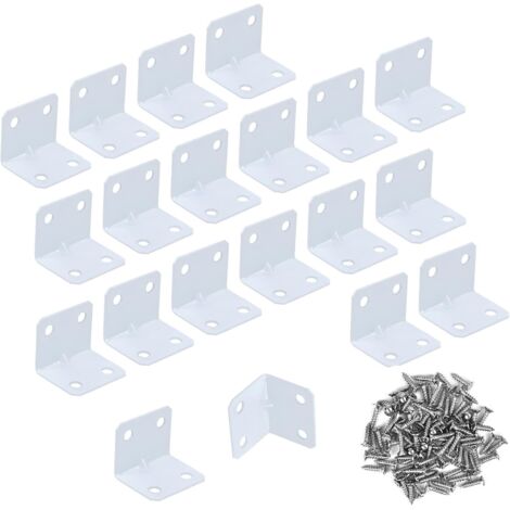 Équerres de fixation à angle droit en acier inoxydable 90 degrés - Lot de 20 avec vis