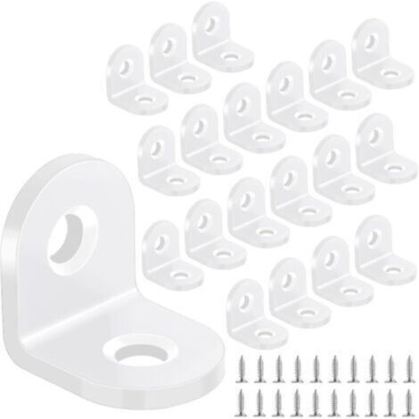 Équerres de fixation en acier carbone blanc 20 × 20 mm – Lot de 20 pièces pour meubles en bois