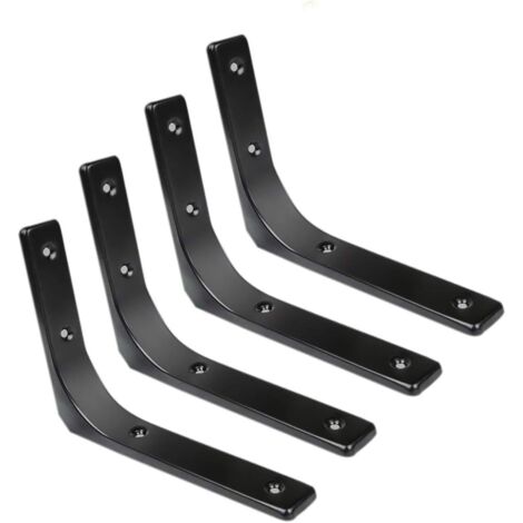 Équerres de Fixation Murale, Support d'Angle en Métal, 250 mm x 200 mm, Finition Noir Brillante