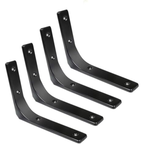 Équerres de Fixation Murale, Support d'Angle en Métal, 250 mm x 200 mm, Finition Noir Brillante