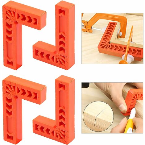 Equerres de positionnement, pinces d'angle droit, règle à angle droit de type L, outil de menuisier (80 mm à 90 degrés) Guazhuni 4 pièces