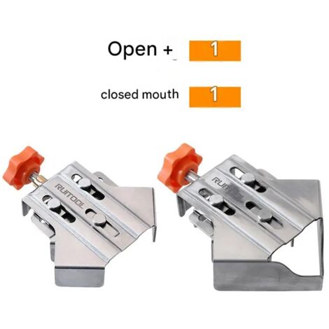Équerres de serrage 90° ouvertes et fermées pince menuiserie acier inoxydable serre joint angle droit assemblage cadre bois 2 pièces Argent