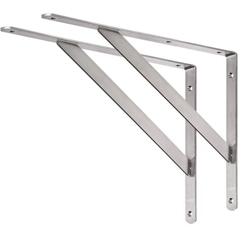 Équerres Étagères Murale Acier Inox Support d'étagère 45 x 32 cm Equerre Etagere Charge Max 250KG Support Flottante pour Tablettes Etagères Équerres de Fixation, avec Vis