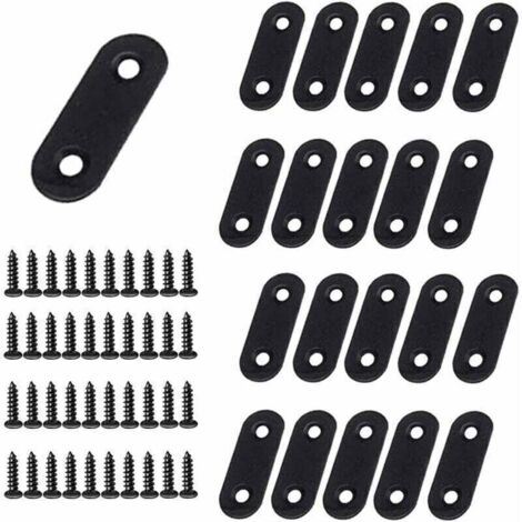 Équerres plates en acier inoxydable 40 × 16 × 2 mm – Lot de 20 pièces, fixation lourde pour assemblage robuste