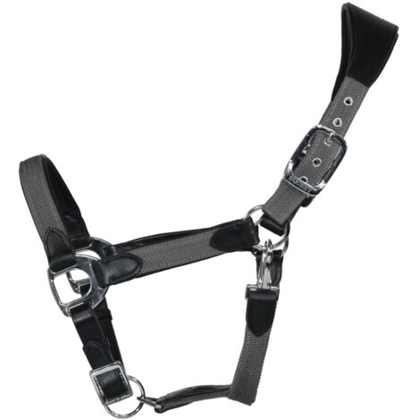 EQuest Halfter Unique für Pferde - Chrom Finish, Schwarz/Anthrazit - S Pony