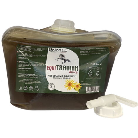 EQUI TRAUMA Gel naturale all’Arnica utile per defaticare muscoli, tendini e articolazioni post lavoro per cavalli 4 litri