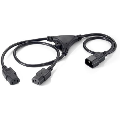 Equip 112210 câble électrique Noir 1,6 m Coupleur C14 Coupleur 2 x C13