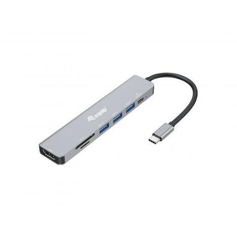 Equip 133494 Adattatore multifunzione USB-C 7 in 1, HDMI 4K/60Hz, USB 3.2 Gen1 x 3, TF/MICRO SD, USB PD 100W
