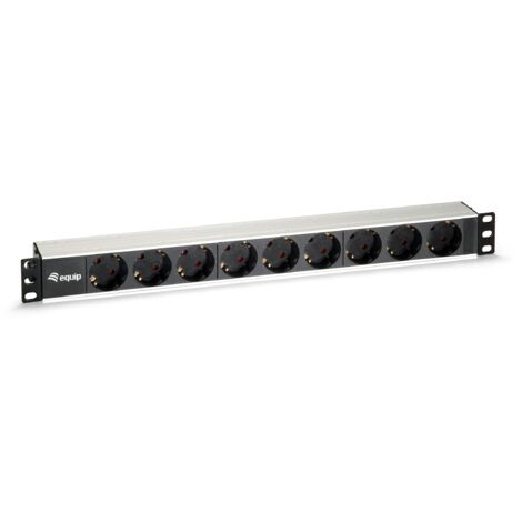 Equip 333292 Stromverteilereinheit (PDU) 9 AC-Ausgänge 1U Schwarz, Silber