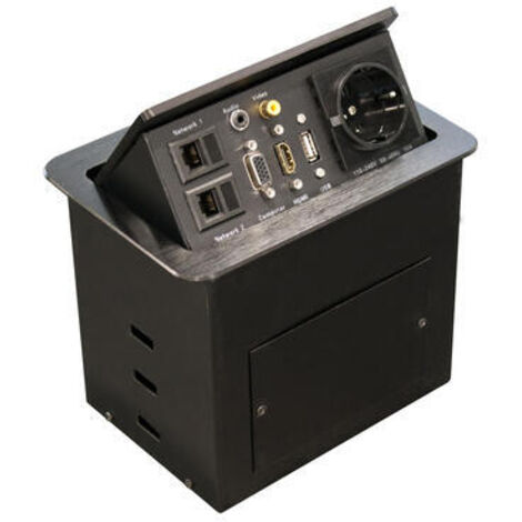 equip 333341 base de escritorio negra con puertos USB HDMI VGA RJ45