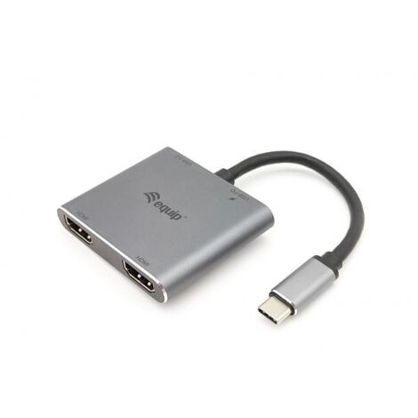 Equip Adattatore USB-C 4 in 1 con doppio HDMI, USB 3.0, 100W USB PD