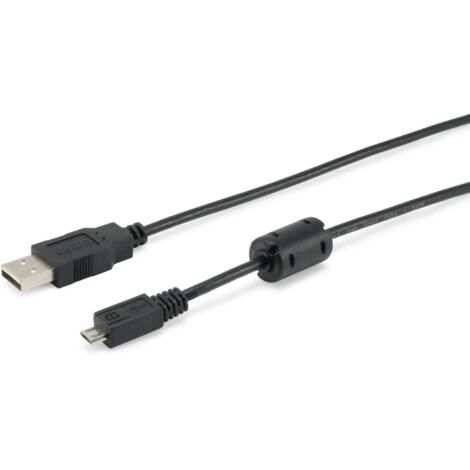 Equip Kabel USB-A 2.0 - micro B StSt 1.80m Ferrit schwarz Polybeutel
