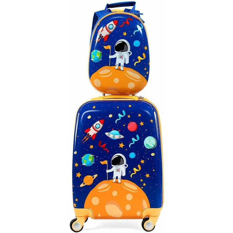 

Equipaje Intantil Trolley Juego de Mochila y Maleta con Ruedas de Viaje para Niños (Azul Oscuro)