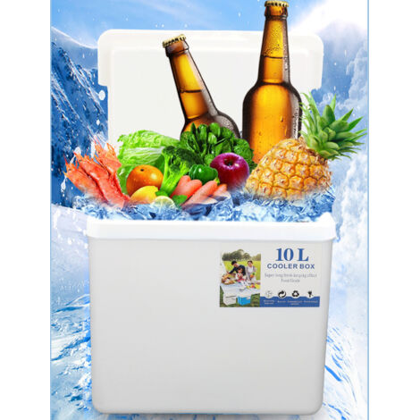 [Equipamiento para camping] Nevera portátil de 10 L EPS – Nevera isotérmica de alto rendimiento con asa para camping, picnics, pesca y uso comercial, color blanco.