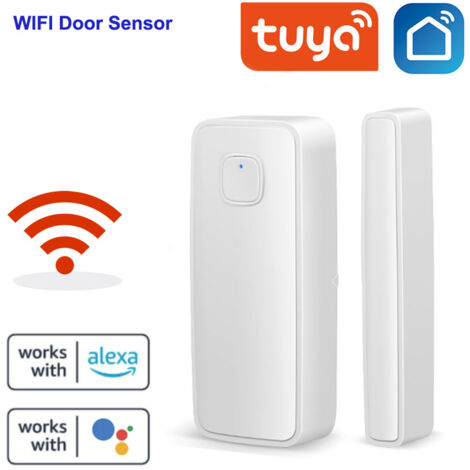 [Equipamiento para el hogar inteligente] – Sensor de puerta inteligente, Wi-Fi, material ABS, blanco, compatible con Alexa Home y la aplicación Tuya.