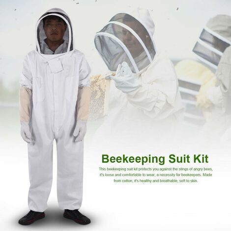 Équipement de protection professionnel pour apiculteurs, comprenant des gants longs et un masque facial, adapté aux apiculteurs - Blanc (XXL)