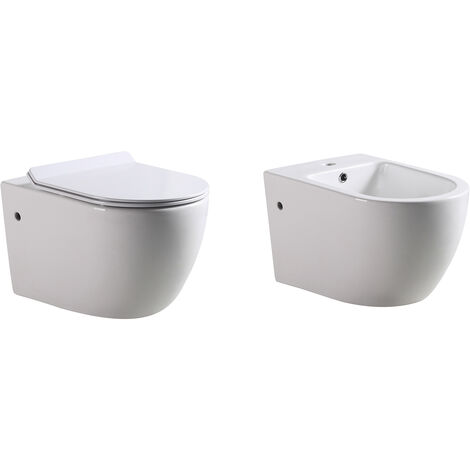 LANERI Équipements sanitaires set de cuvette et bidet ronds suspendus céramique mod. Ideal