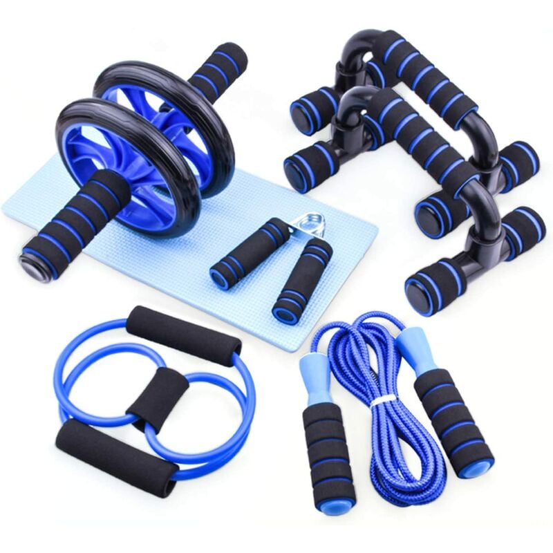 

Equipo de Fitness 7 en 1 Rueda Abdominal + Mango de Bomba + Cuerda de Saltar + Cuerda de Ejercicio Figura 8 + Pinza de Mano + Tapete de Rodilla Kit