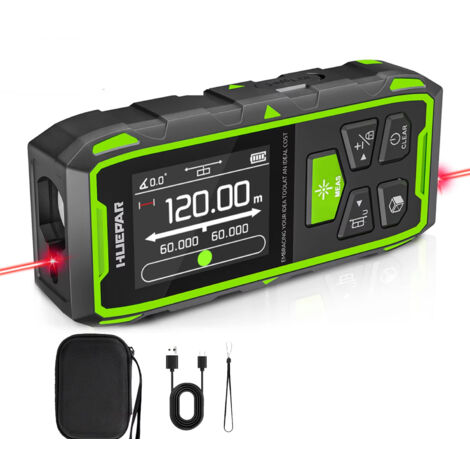 Equipo de medición láser digital, telémetro láser dual, herramientas de medición y sensor de ángulo, pantalla LCD, BLM-60 (120 metros).