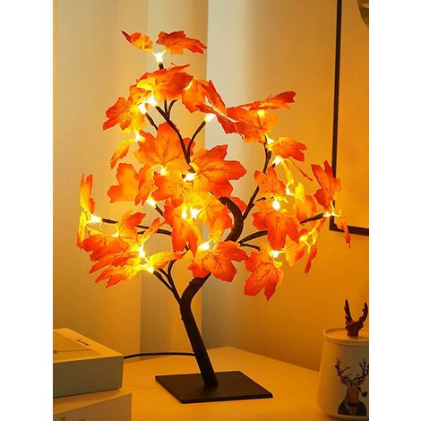 Érable artificiel illuminé - 24 LED - Pour fête de mariage - Cadeau d'intérieur ou d'extérieur - Récolte d'automne，Starlight
