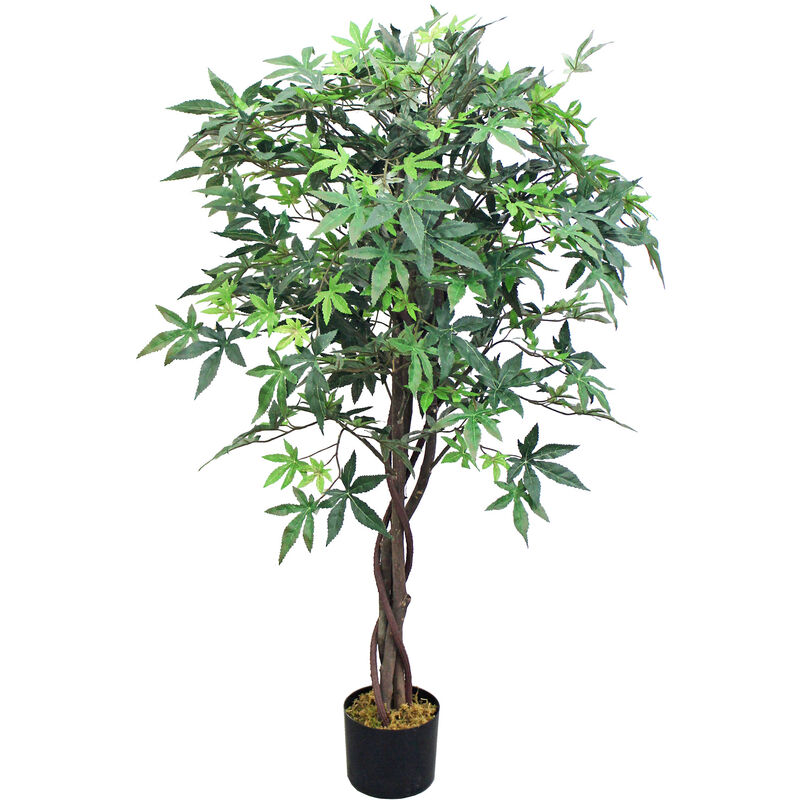 Decovego - Erable Plante Arbre Artificielle Artificiel Plastique 120cm avec Bois Véritable Domaine Interne