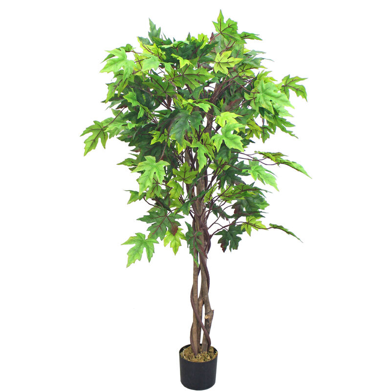 Decovego - Erable Plante Arbre Artificielle Artificiel Plastique 130cm avec Bois Véritable Domaine Interne