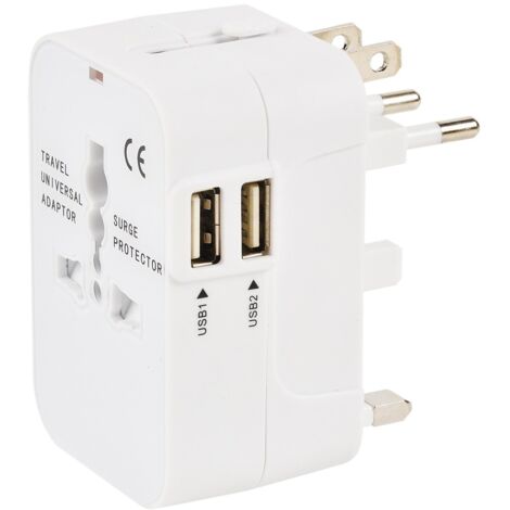 Erard - adaptateur de voyage + chargeur 2 usb 2.4a (smart charge)