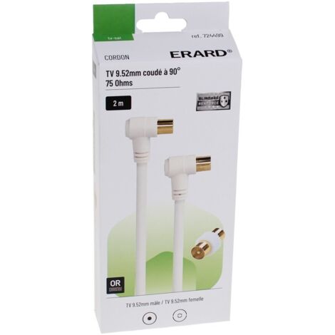 Erard - cable tv 9.52mm acodado 90° m/h + adaptador tv 9 2m - 724499 - 3700117244997