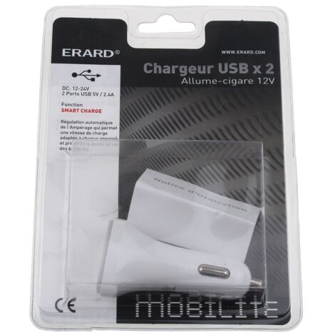 Erard - chargeur 2 usb sur allume-cigare - 2 x 5v2.4a (sma - 728334 - 3700117283347
