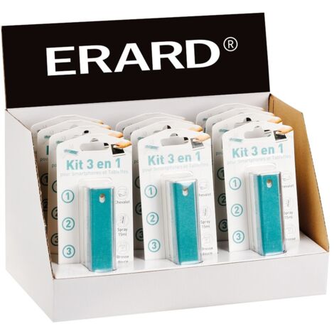 Erard - lot de 12 kits de nettoyage 3 en 1 (présentoir inclus) -