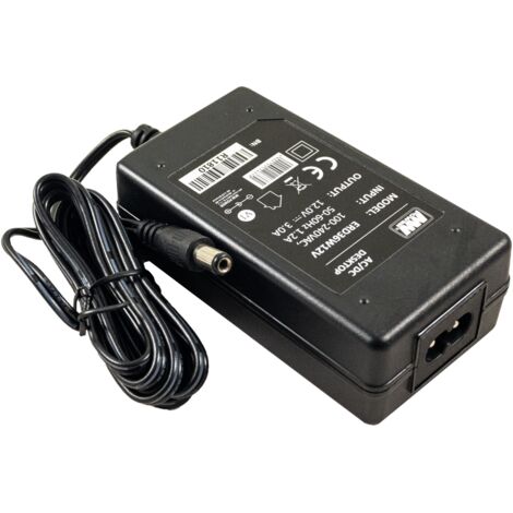 ERD36W12V : Puissance : 12 V/3 A/36 W, format bureau, prise secteur : IEC C8, fiche CC : 2,1/5,5 mm (+) droite, sans câble d’alimentation.