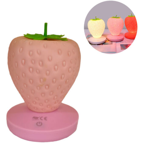 ERDBEERELEDSILIKONTISCHLAMPENACHTTISCHKINDERUSBTE-B0308